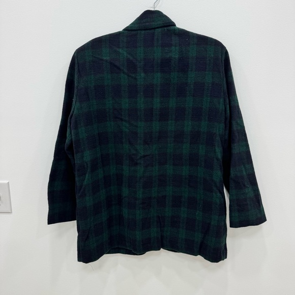 Vintage 80s Tracy Evans Wool Blend Blackwatch Plaid Preppy Retro Blazer Sz Lg - Picture 2 of 5
